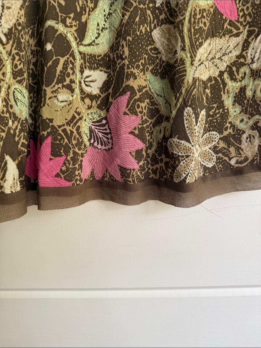 Sigrid Olsen Brown A-Line Skirt with Pink and Green Floral Print - Picture 5 of 5